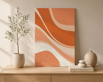 Soft Terracotta Curves Poster - Japandi Abstrakte Wandkunst, Organic Flow Druck (PDF)