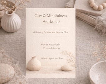 Clay & Mindfulness Workshop Invitation · Creative Ritual Template · Presence and Flow Event Invite