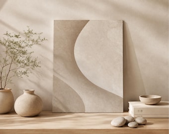Minimal Stucco Composition Poster – Japandi Textured Plaster Art (PDF + JPG)