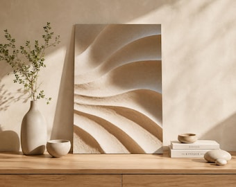 Minimal Waves Poster – Japandi Textured Sand Art Print (PDF + JPG)