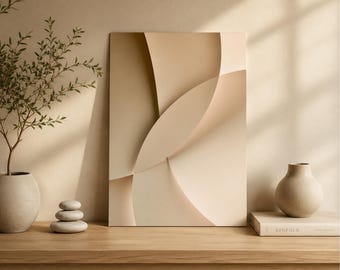 Beige Overlapping Forms Print – Japandi Geometric Art, Minimal Neutral Shapes (PDF)