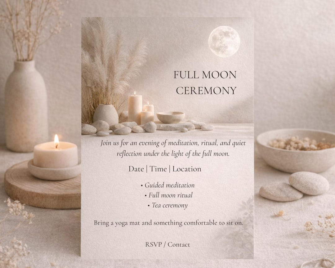 Full Moon Ritual Invitation Full Moon Ceremony Invitation · Lunar Ritual Wellness Template ...