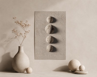 Mondphasen Poster von Japandi – Beige Wandbemalung (PDF)