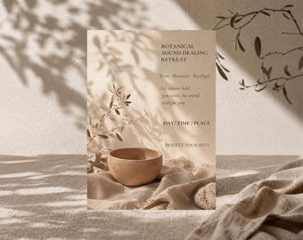 Invito Botanical Sound Healing Retreat Template Evento Wellness Minimal · Japandi Beige