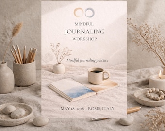Mindful Journaling Workshop Invitation · Creative Wellness Template · Writing and Reflection Event Invite