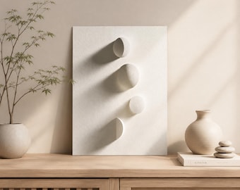 Japandi Mondphasen Druck - Minimale Gipstextur Wandkunst (PDF Download)