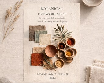 Botanical Dye Workshop Invitation · Natural Colors Template · Creative Slow‑Craft Event Invite