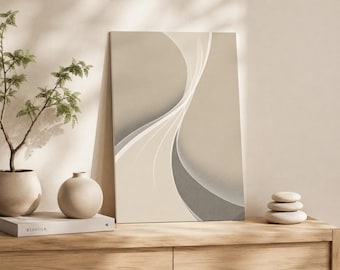 Curved Harmony Japandi Poster - Beige Organische Linien Abstrakter Druck (PDF)