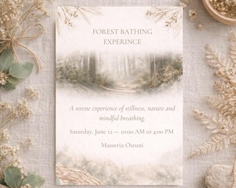 Forest Bathing Experience Invitation · Nature Wellness Template · Mindful Breathing Retreat Invite