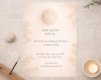 New Moon Ritual Invitation · Lunar Intention Setting Template · Spiritual Wellness Event Invite