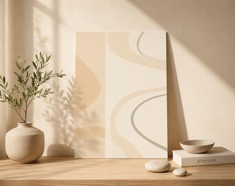 Japandi Beige Abstrakt Poster – Organic Balance Soft Flow Druck (PDF)