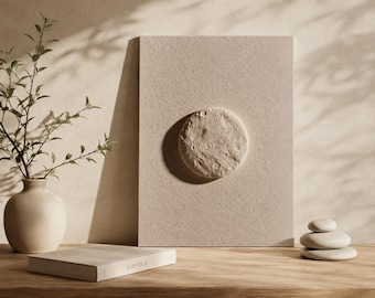 Textured Moon Poster – Japandi Beige Lunar Wall Art (PDF Download)