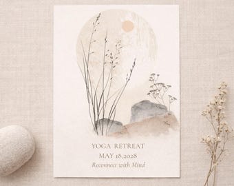Zen Event Invitation · Botanical Minimal Yoga Template · Mindfulness Retreat Invite