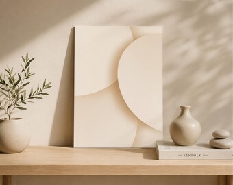 Japandi Beige Abstract Art Print – Minimalist Geometric Shapes, Neutral Wall Decor (PDF)