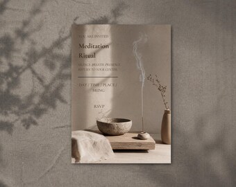 Meditationszeremonien-Einladung - Ritualvorlage für Stille und Präsenz - Achtsame Wellness-Veranstaltung einladen