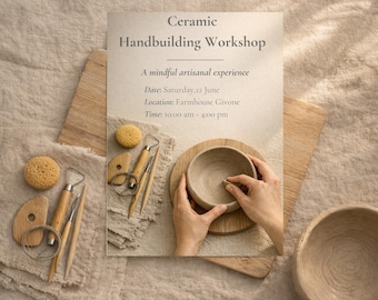 Ceramic Workshop Invitation · Handbuilding Class Template · Artisanal Craft Event Invite