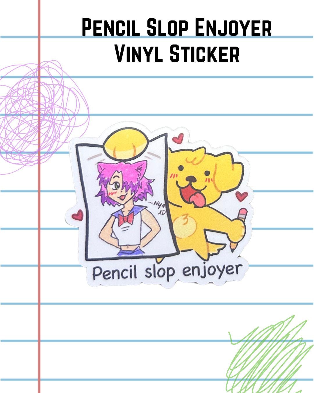 Pencil Slop Enjoyer Puppy Die-cut Vinyl Sticker - Etsy