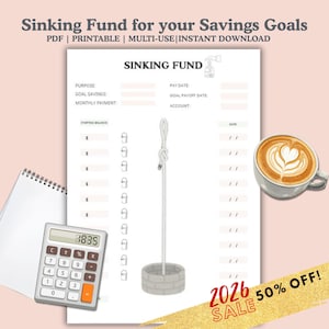 Sinking Fund Planner Printable – Savings Tracker, Budget Binder (PDF Download)