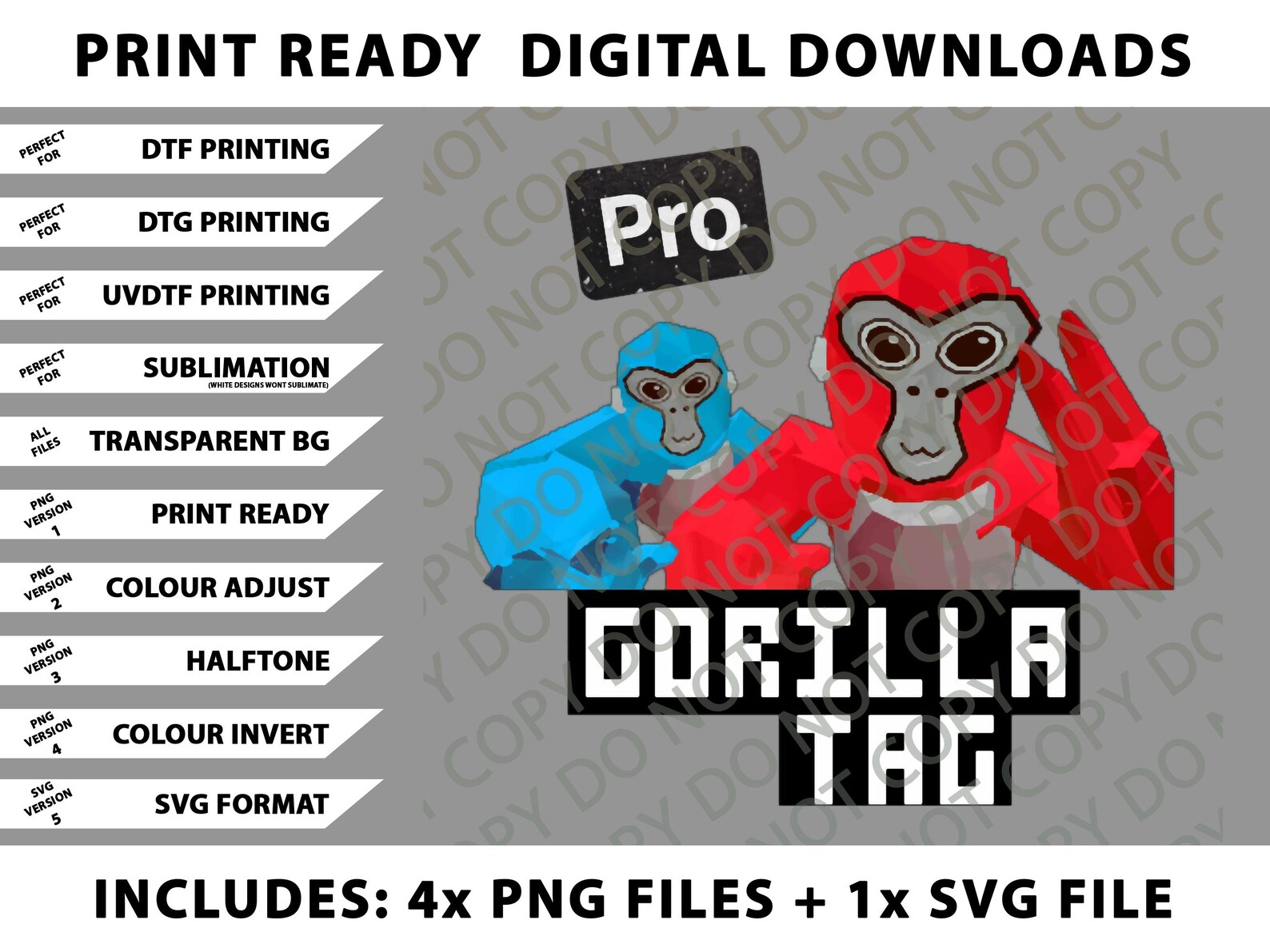 Gorilla Tag Pro Shirt, VR Gamer Monke Png Bundle, SVG Files, Digital ...