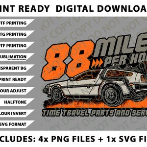 DeLorean Tillbaka till framtiden 88mph Png-paket, SVG-filer, digitala nedladdningar