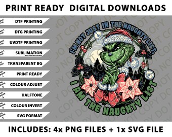 I am the naughty list, Funny Christmas Png Bundle, SVG Files, Digital Downloads