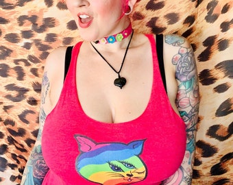 Stay Queer Sassy Kitty Women's Racerback Tank
