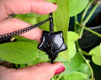 Obsidian Star Protection Necklace