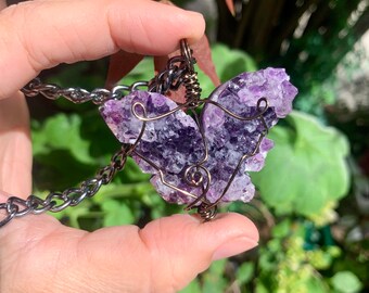 Chunky Amethyst Butterfly Necklace