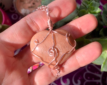 Peach Moonstone Fertility Heart Necklace !