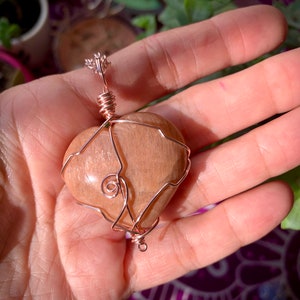 Peach Moonstone Fertility Heart Necklace image 2