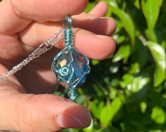 Aura Blue Glass Necklace!