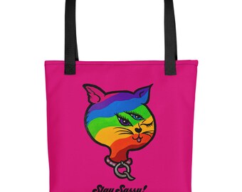 Hot Pink Sassy Kitty Tote bag