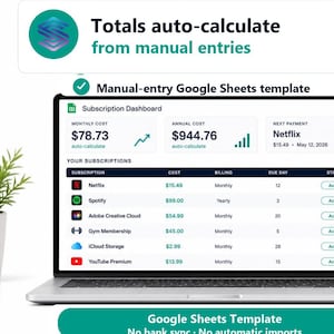 Subscription Tracker Spreadsheet Google Sheets | Recurring Bill & Expense Manager | Stop Overspending | Instant Download imagen 1