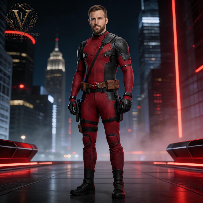 Deadpool Inspired Leather Armor Tactical Suit | Men's Comic Cosplay Costume | Anti Hero Armor | Halloween Costume | Gift for Him image 5