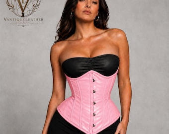 Pink Plus Size Underbust Leather Corset Top | Steel Boned Waist Trainer | Very Hot Lingerie | Hotwife Clothes Corset Dress | Gift For Her