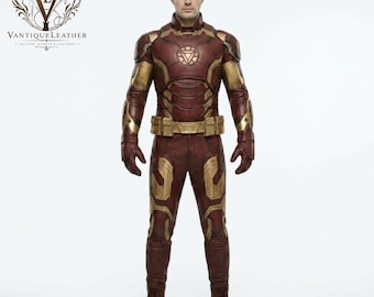 Iron Man Suit Inspired Leather Armor Costume | Sci Fi Knight Tactical Vest | Waist Belt Custom Cosplay | Halloween Gift for Him