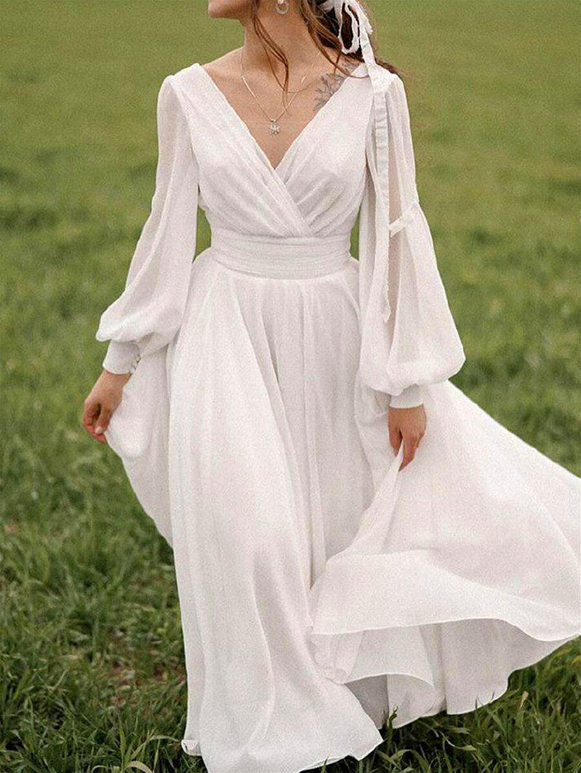 knee length dresses for ladies Milkmaid Cottagecore White Maxi Dress – Millennials In Motion