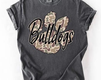 Camo Bulldogs - camo - mascots - game day - sports - Direct to film transfer - Ready to press - Custom transfers -DTF