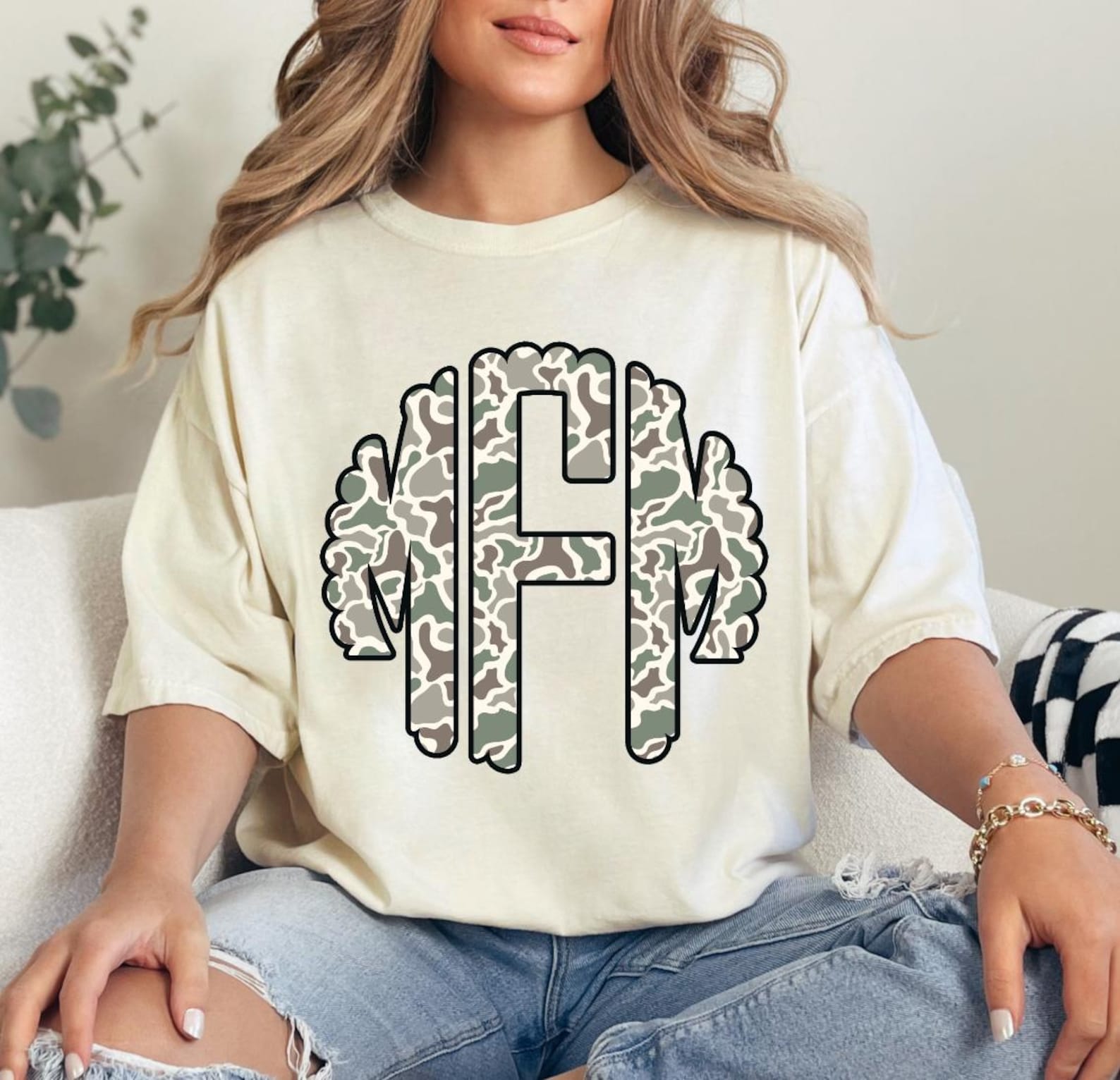Scalloped Camo Monogram - Camo - Camoflauge - Monogram - Direct to Film ...