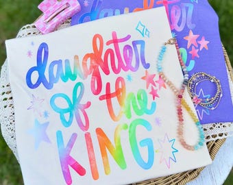 Daughter of the king - daughter - king - rainbow - religious - Jesus - Direct to film transfer - Ready to press - Custom transfers - DTF