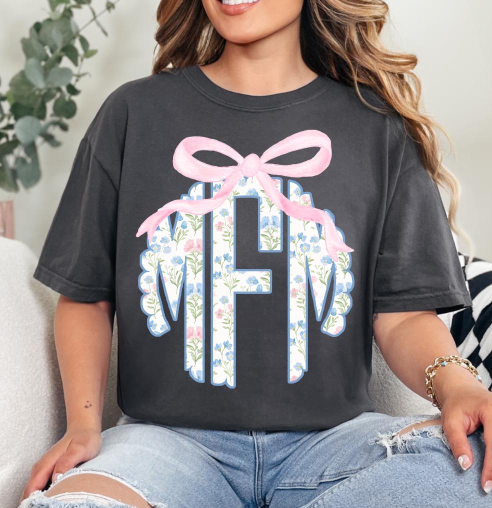 Direct Monogram Floral Pattern Monogram With Bow - Floral Monogram - Monogram - Direct ...
