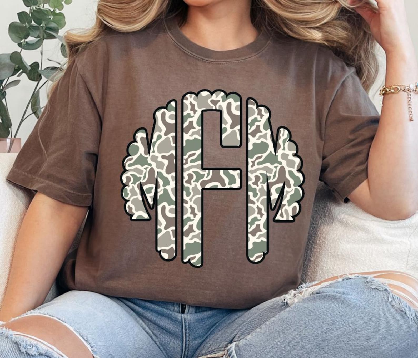 Scalloped Camo Monogram - Camo - Camoflauge - Monogram - Direct to Film ...