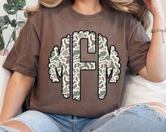 Scalloped camo monogram - camo - camoflauge - Monogram - Direct to film transfer - Ready to press - Custom transfers - DTF