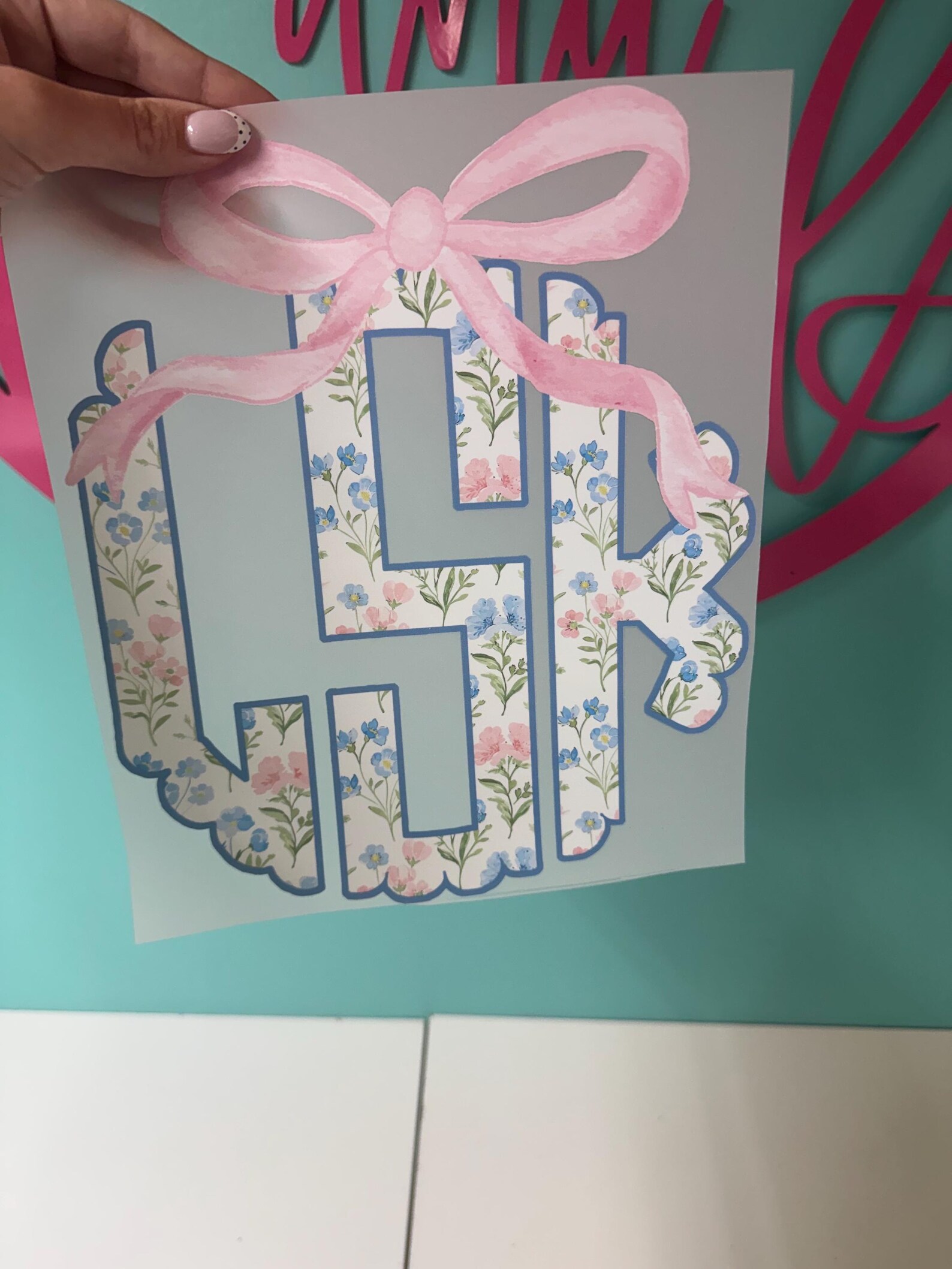 Direct Monogram Floral Pattern Monogram With Bow - Floral Monogram - Monogram - Direct ...