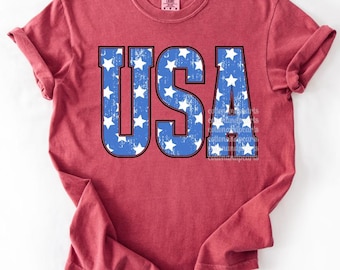 Distressed USA - USA stars - red white blue  - America - USA  - Fourth of July - Direct to film transfer - Ready to press - Custom transfers