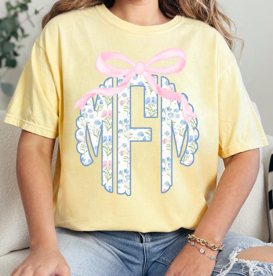 Direct Monogram Floral Pattern Monogram With Bow - Floral Monogram - Monogram - Direct ...