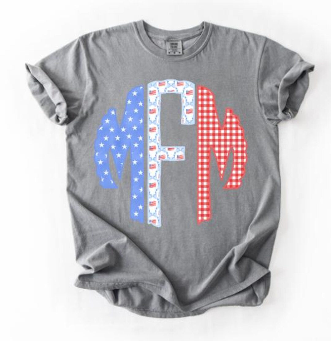 Direct Monogram Patriotic Monogram - USA Monogram - Circle Block Monogram - Coquette ...