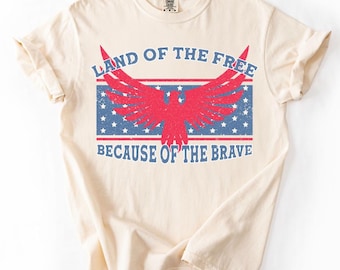 Land of the Free Because of the Brave - USA - patriotic DTF - Fourth of July - Direct to film transfer - Ready to press