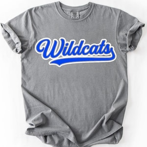 Wildcats - blue and white  - mascots - sports - Direct to film transfer - Ready to press - Custom transfers -DTF
