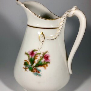 Haviland Limoges Creamer: Antique Moss Rose Scottish Thistle Pitcher